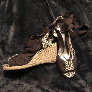9.5 leopard print espadrilles wedge sandals